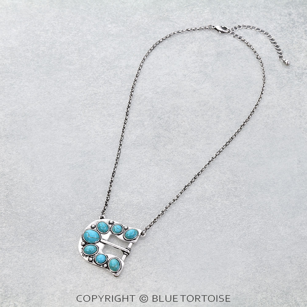 Western Buckle Stone Necklace