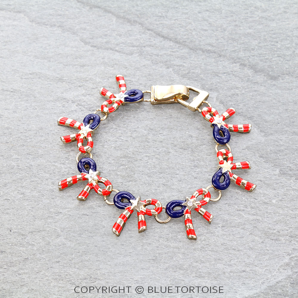 Patriotic Epoxy Bow Magnetic Bracelet