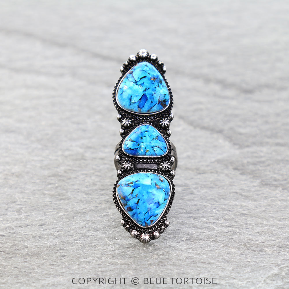Western 3 Stone Cluster Cuff Ring