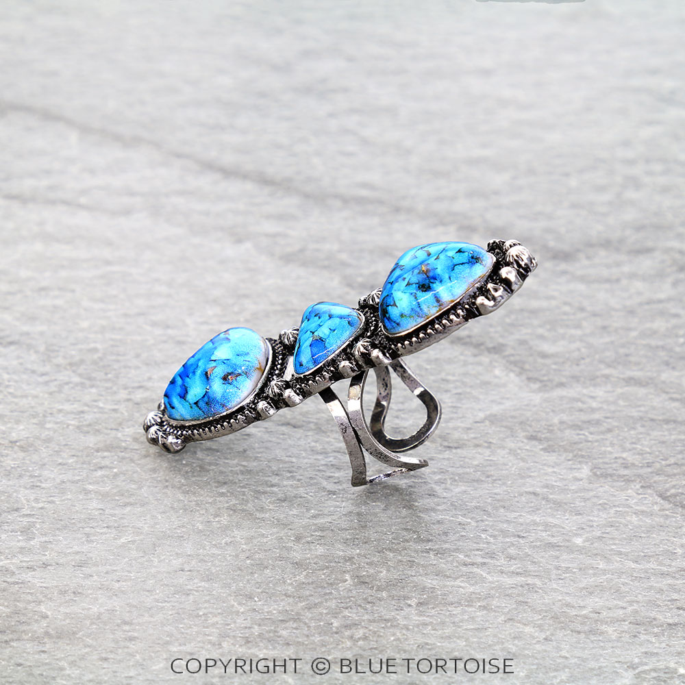 Western 3 Stone Cluster Cuff Ring - Image 2