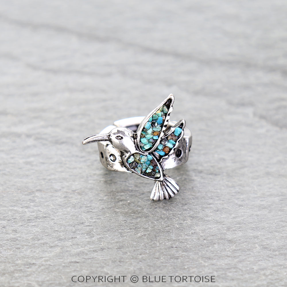 Western Hummingbird Chip Stone Stretch Ring