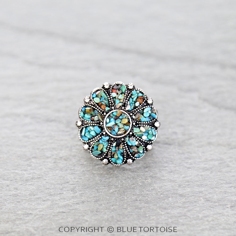 Western Concho Chip Stone Stretch Ring