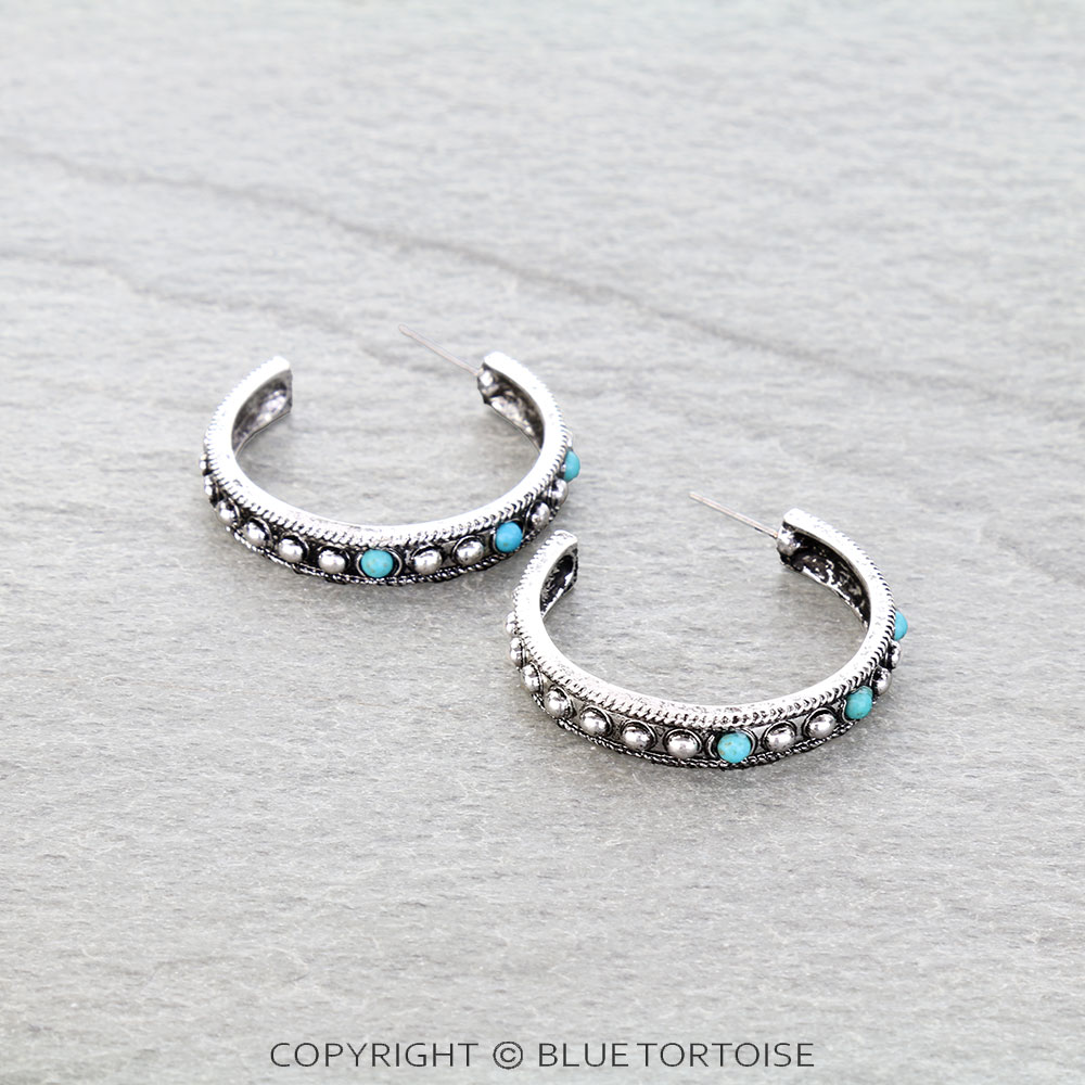 Western Ball TXR Hoop Earrings