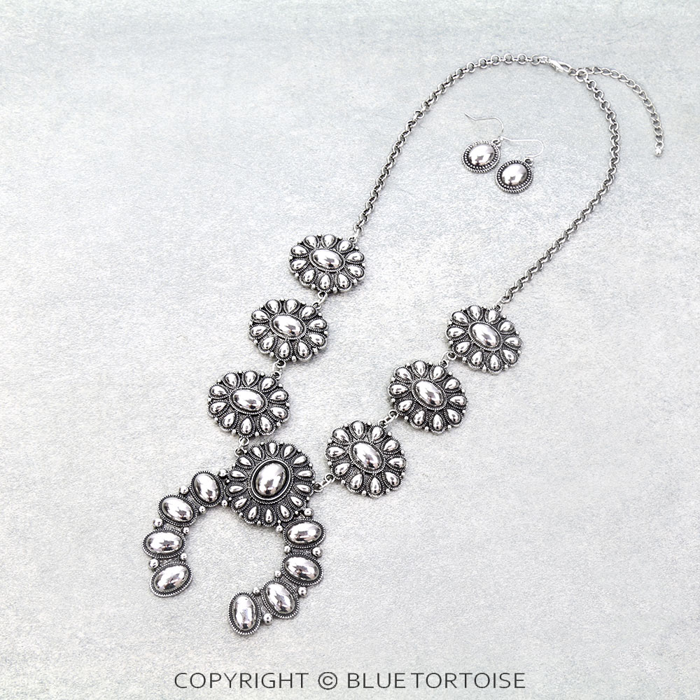 Western Ball TXR Squash Blossom Necklace Set