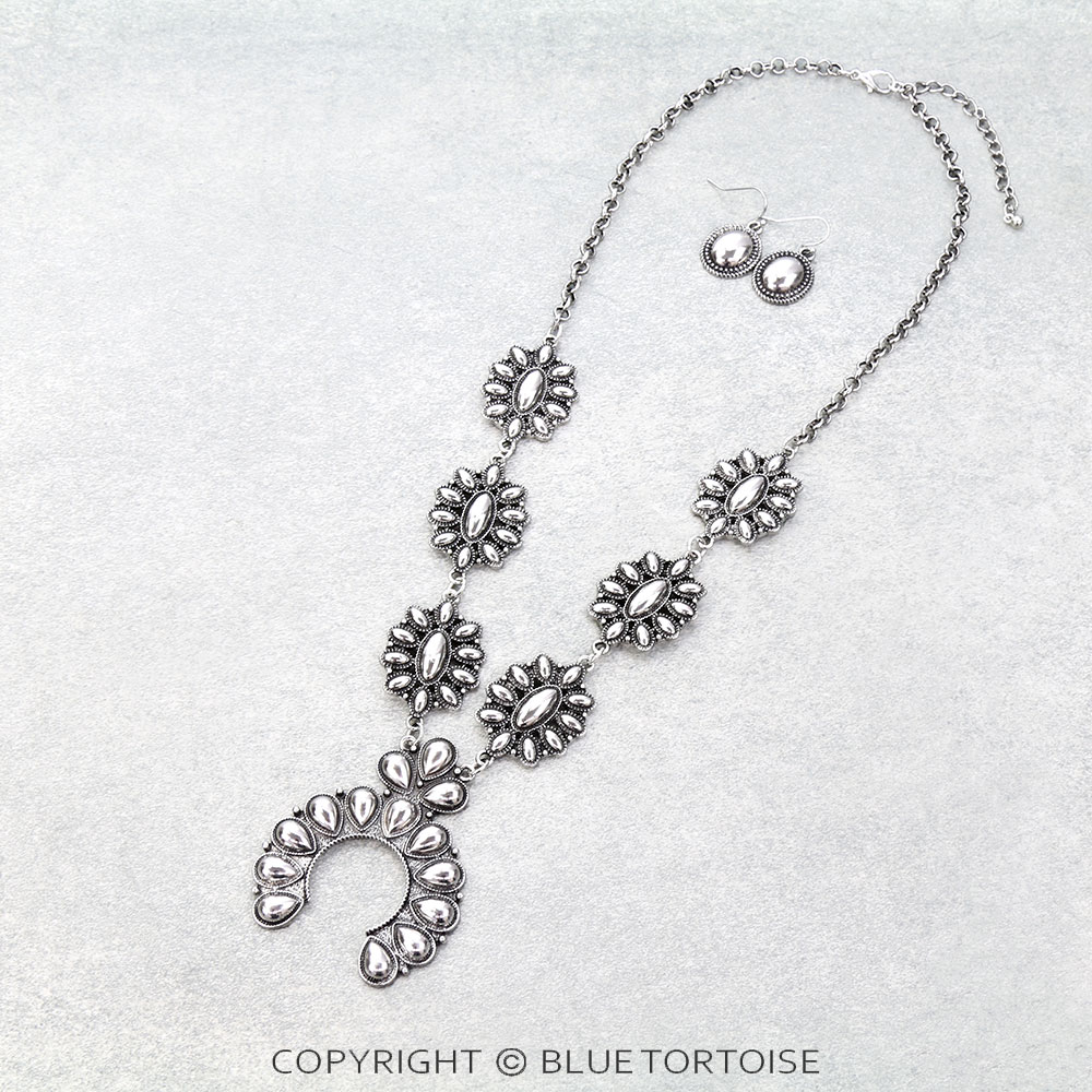 Western Ball TXR Squash Blossom Necklace Set