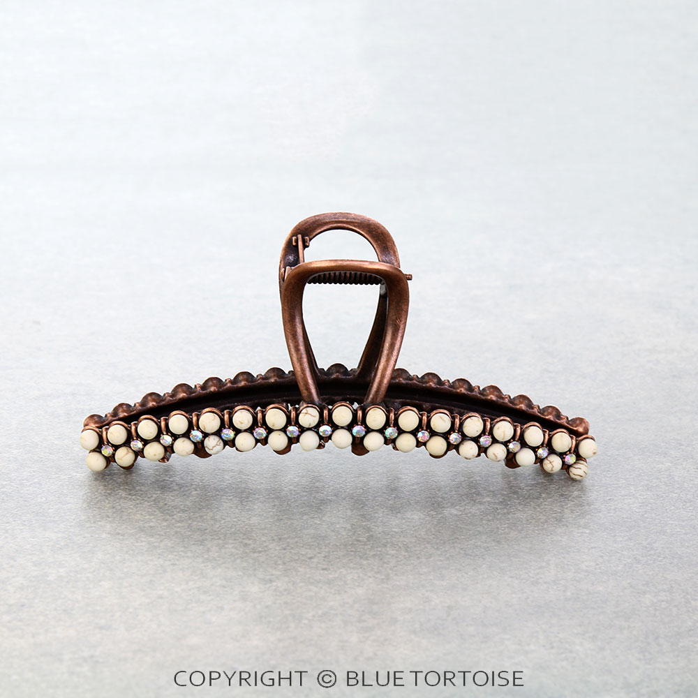 4.25" Western Navajo Style Bead Hair Claw Clip
