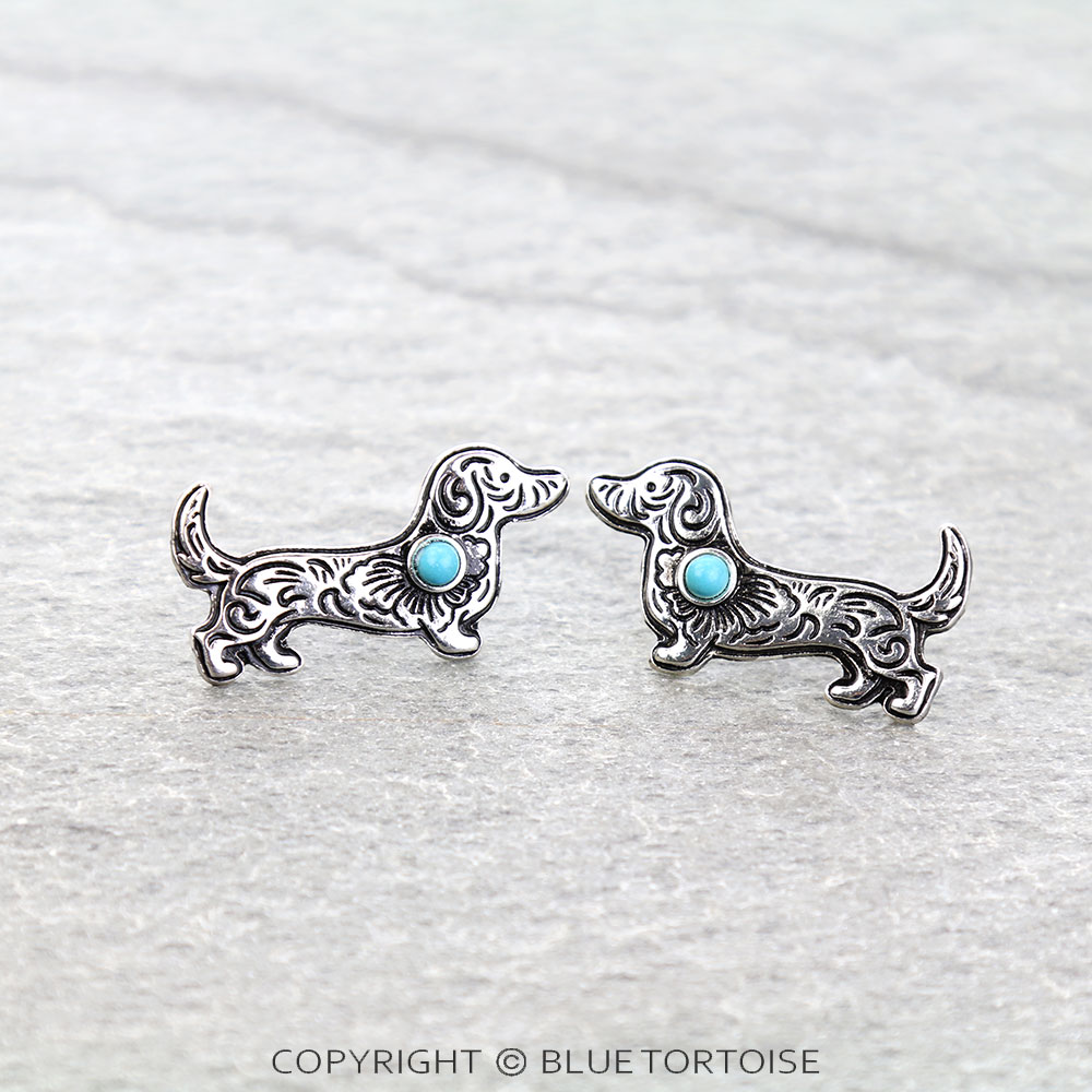 Dachshund Engraved Stud Earrings