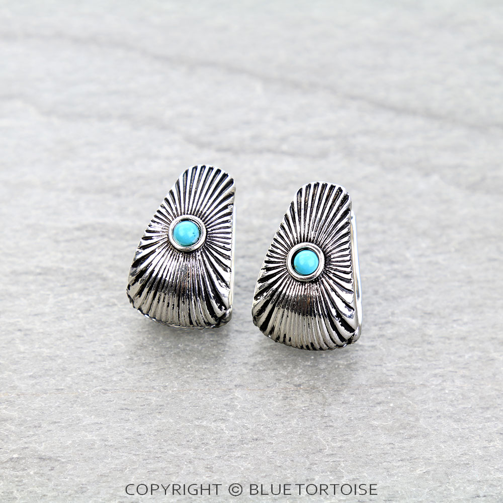Western Engraved Stone Hoop Earrings