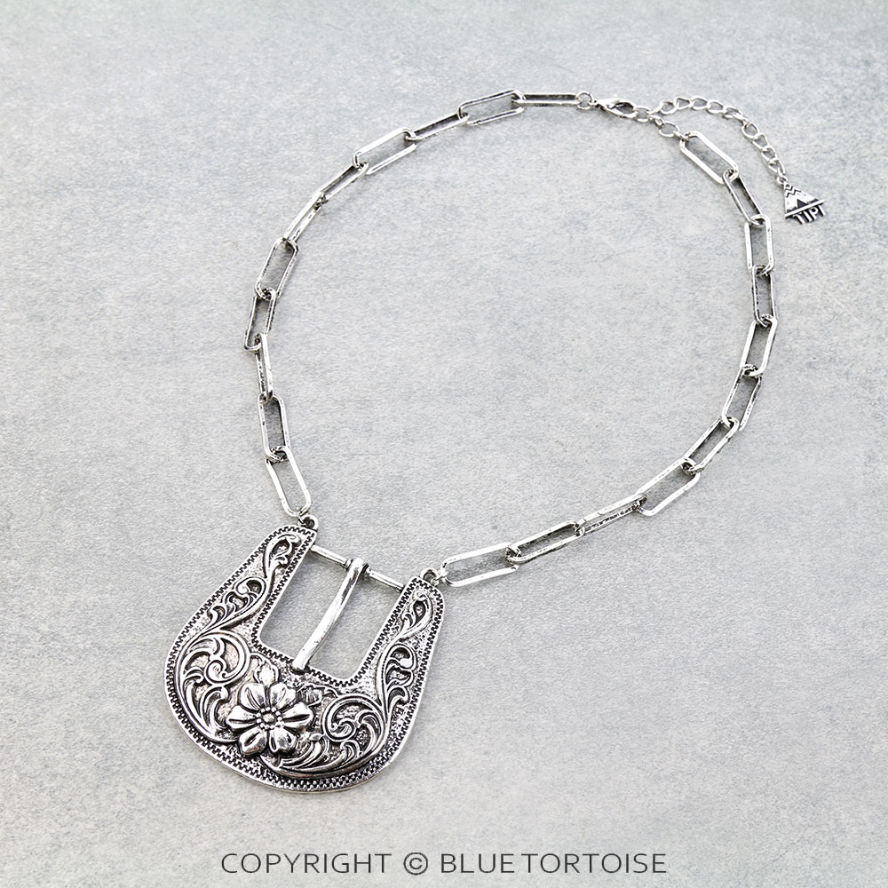 Western Large Belt Buckle Look Necklace
