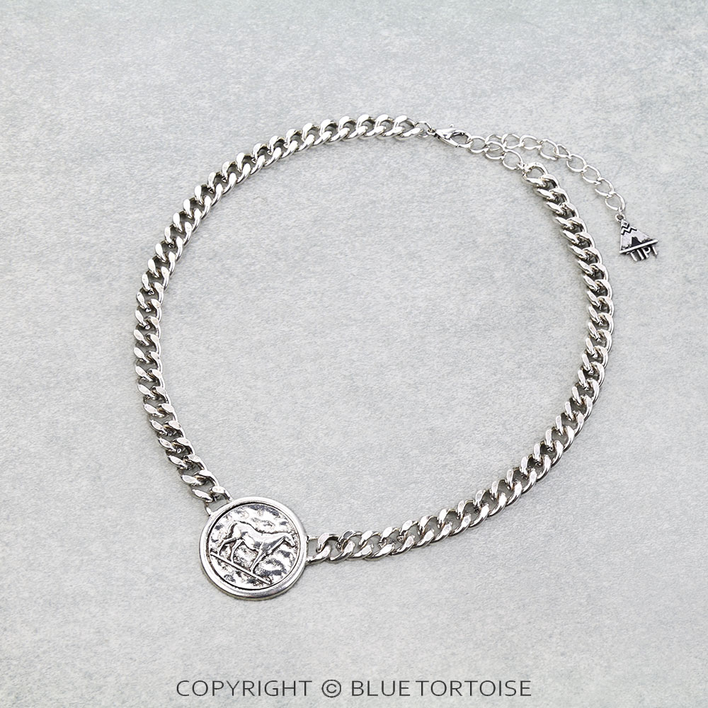 Western Horse Coin Chain Necklace