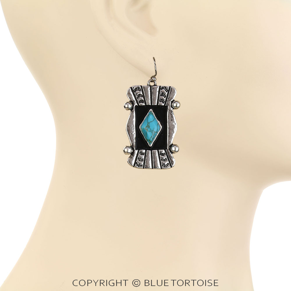 Western Diamond Concho Dangle Earrings - Image 2
