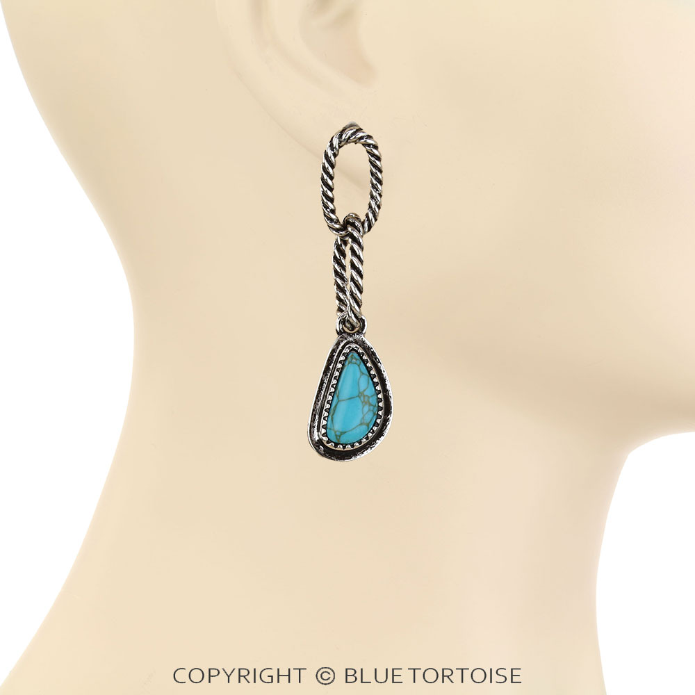 Western Stone Chain Stud Earrings - Image 2
