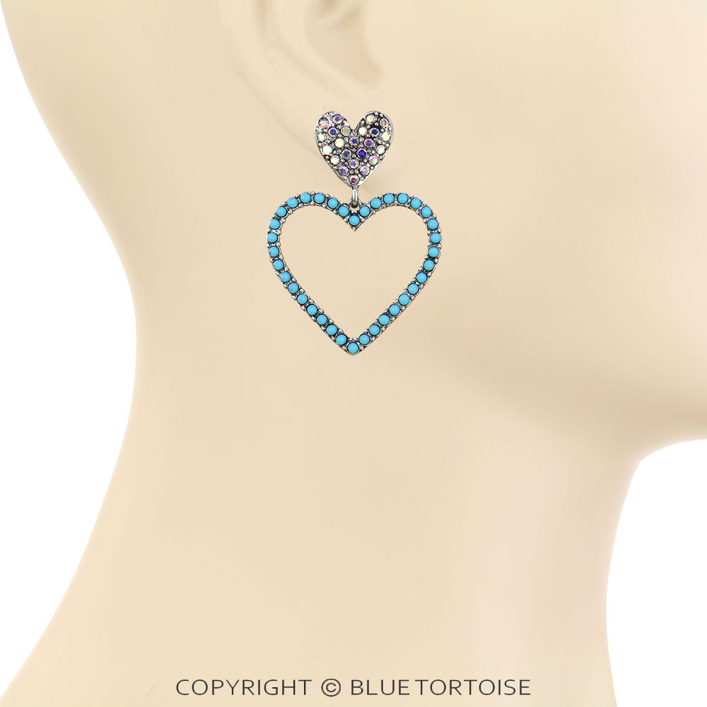 Western Heart Stone Stud Earrings - Image 2