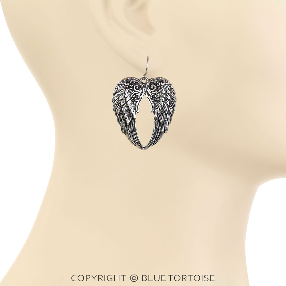 Western Angel Wing Dangle Earrings - Image 2
