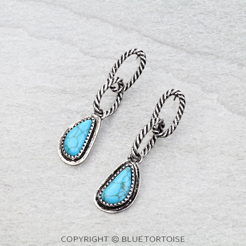 Western Stone Chain Stud Earrings