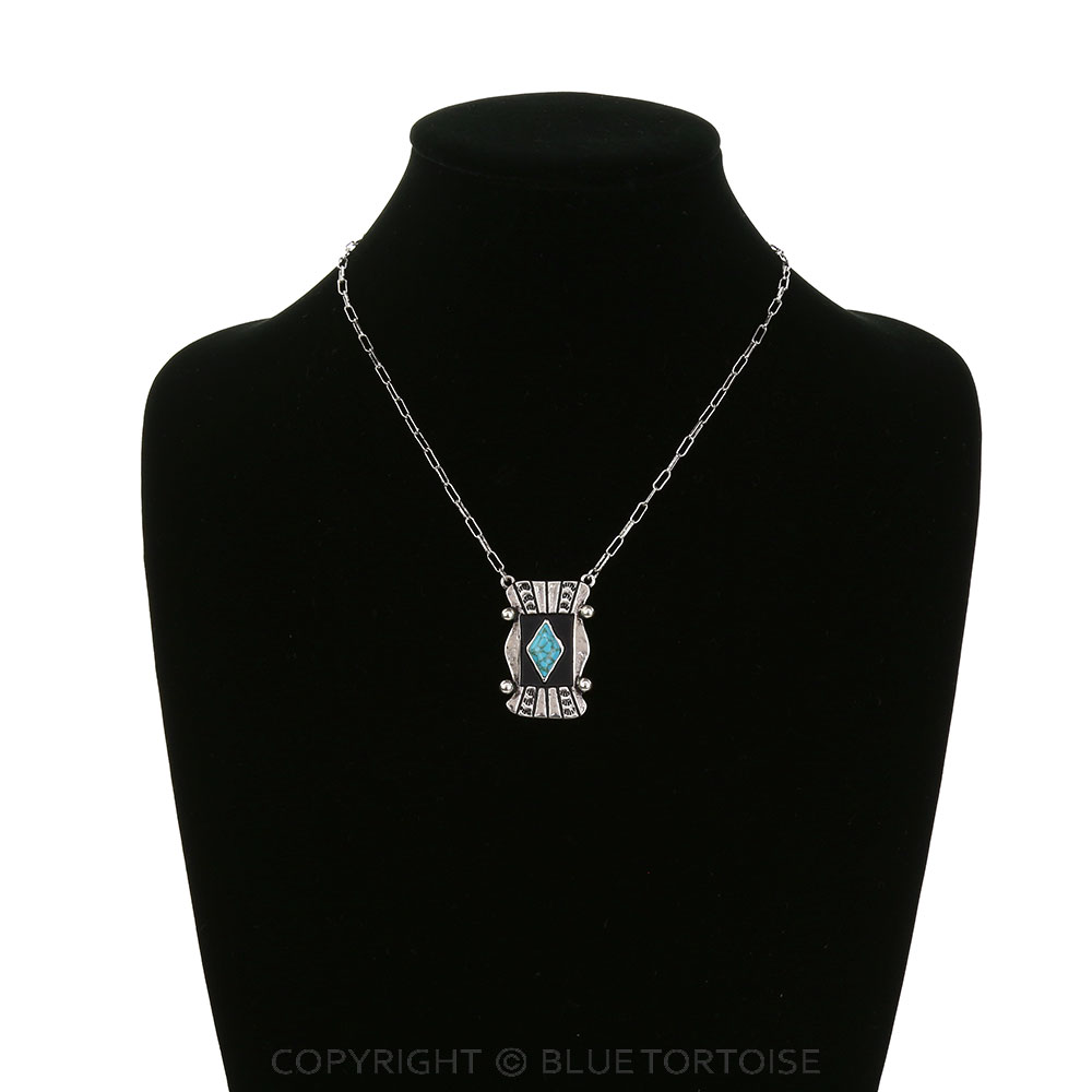 Western Diamond Concho Stone Necklace - Image 2