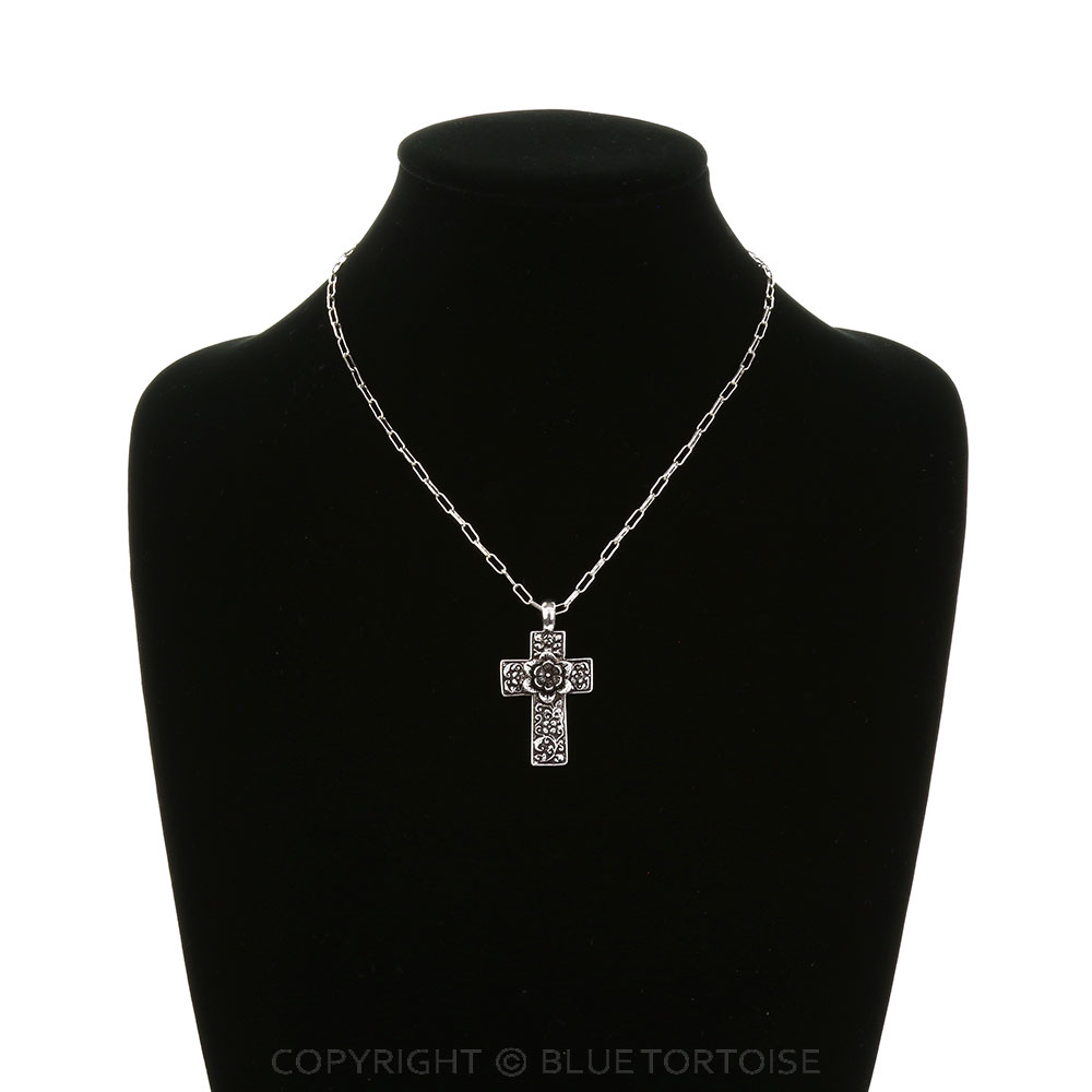 Western Flower Cross Necklace - Image 2