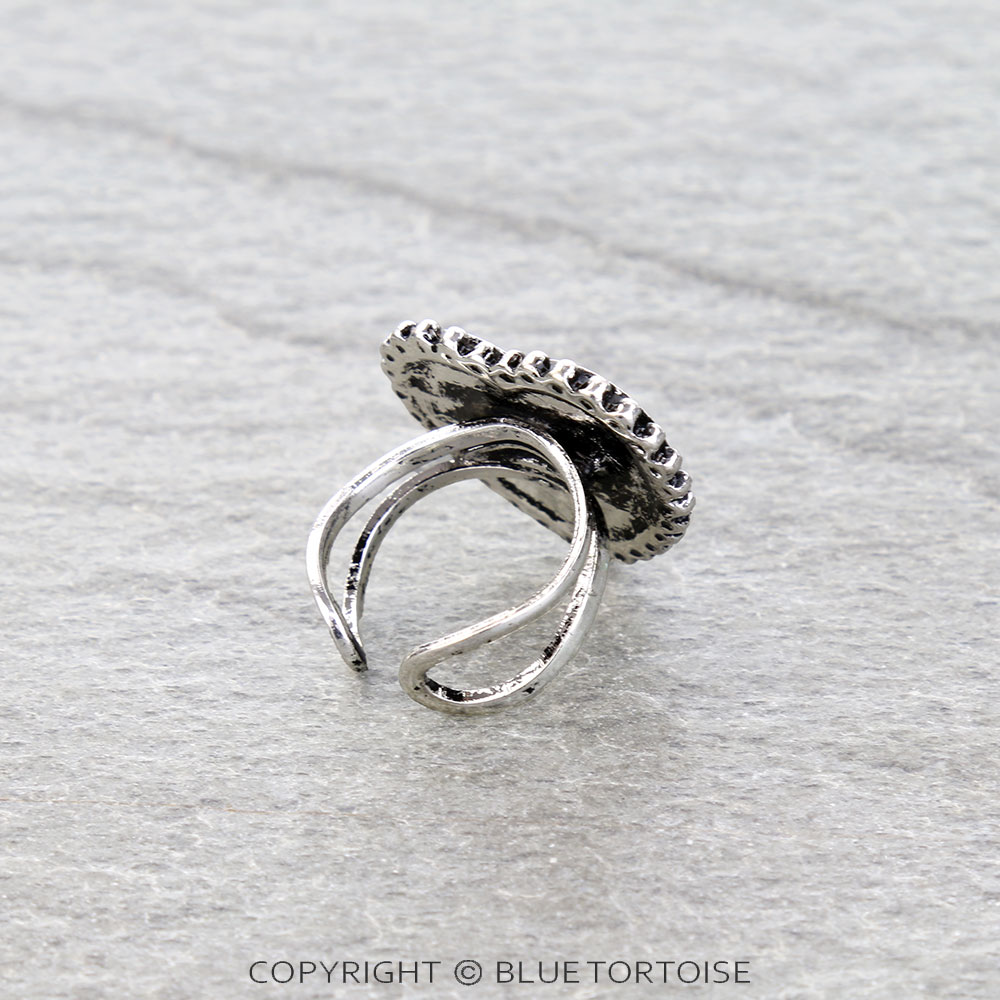 Western Cotton Candy Stone Heart Cuff Ring - Image 2