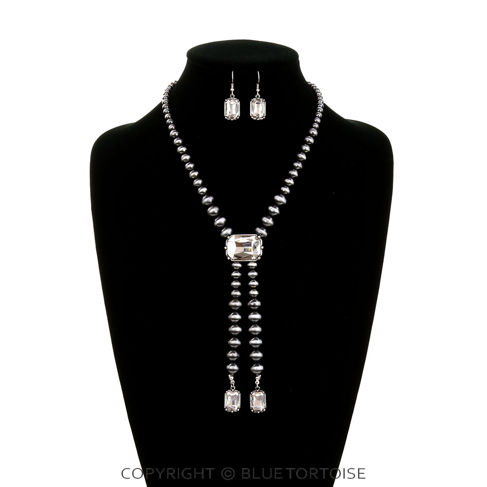 Navajo Style Pearl Stone Necklace Set - Image 2
