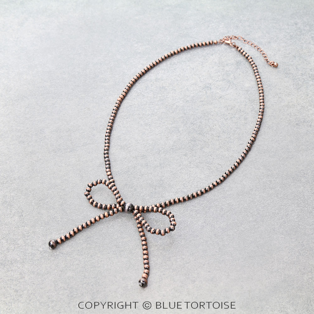 Navajo Style Pearl Bow Necklace 2.5MM