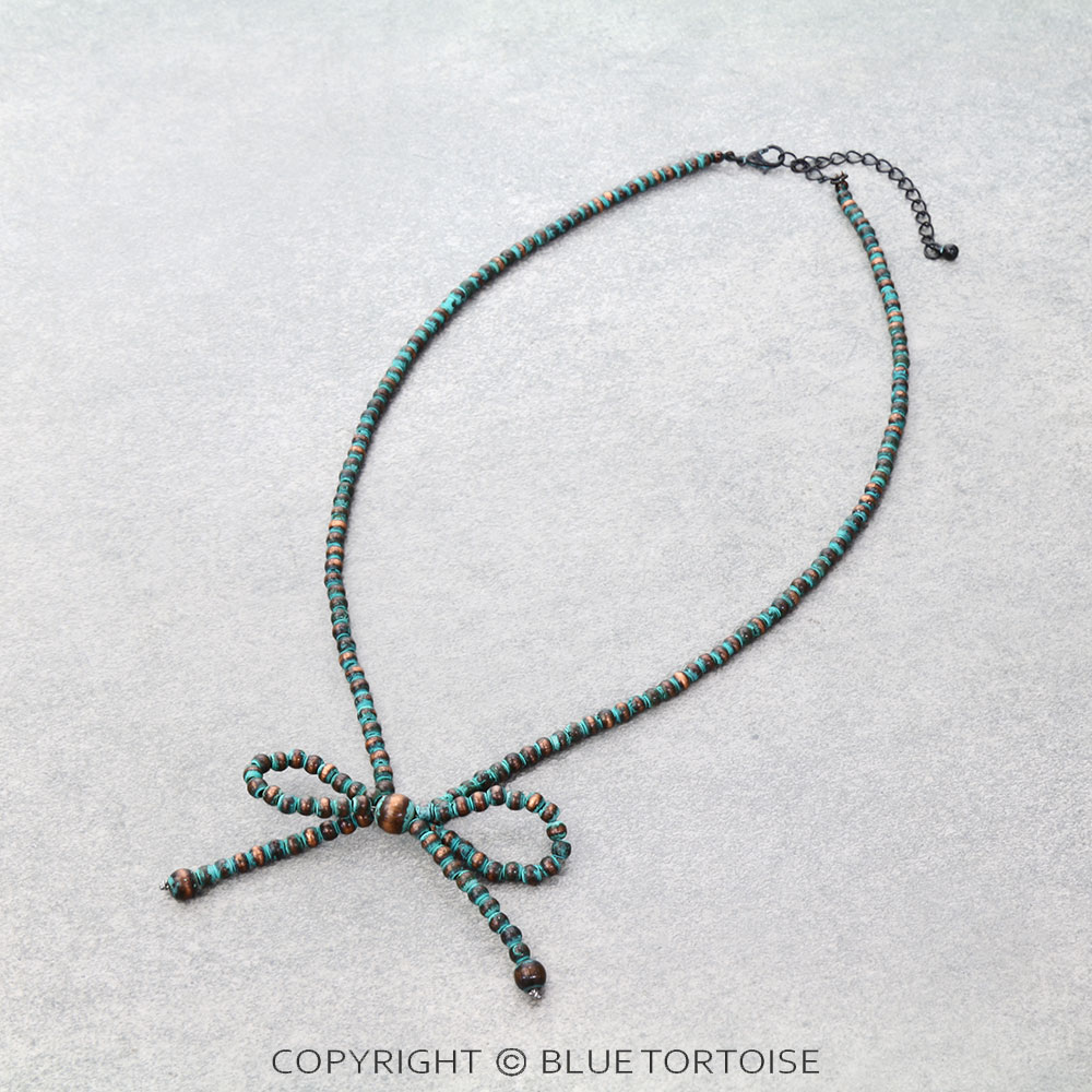 Navajo Style Pearl Bow Necklace 2.5MM