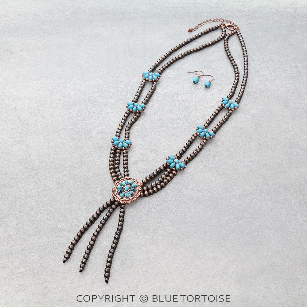 Western Concho Navajo Style Pearl Necklace Set