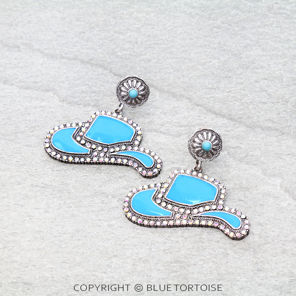 Western Cowboy Hat Concho Stud Earrings
