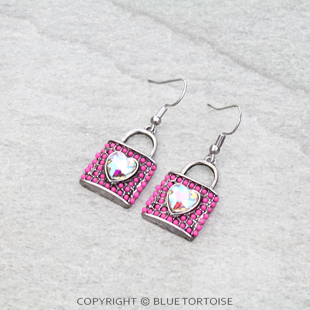 Western Heart Lock Dangle Earrings