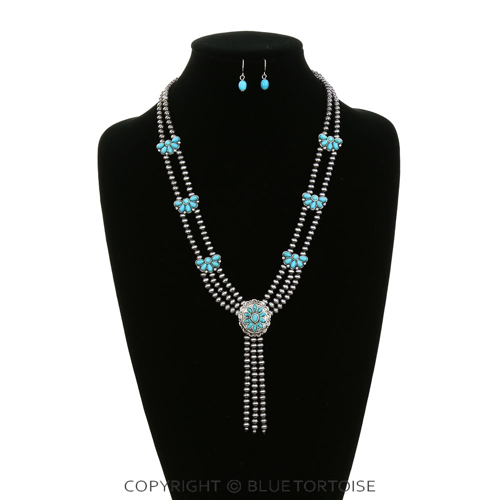 Western Concho Navajo Style Pearl Necklace Set - Image 2