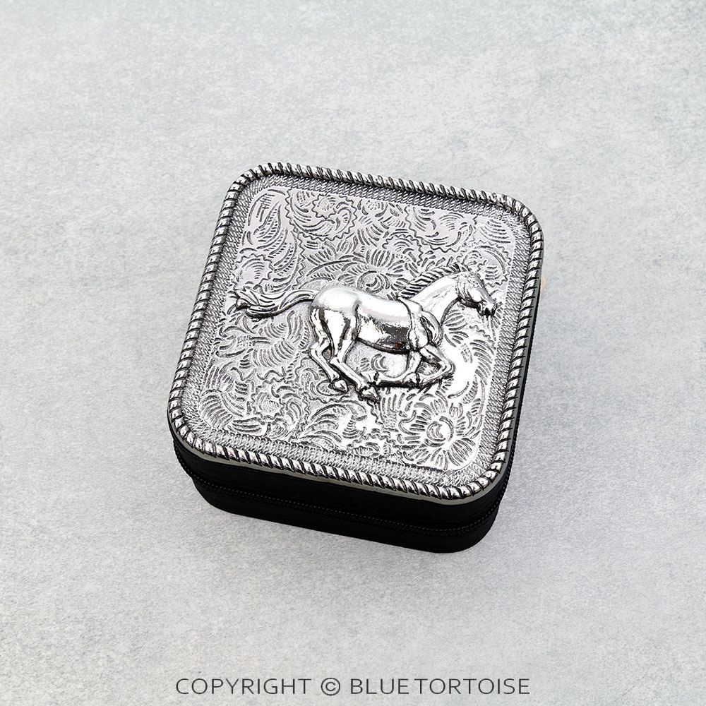 Western Etched Running Horse Jewelry Box