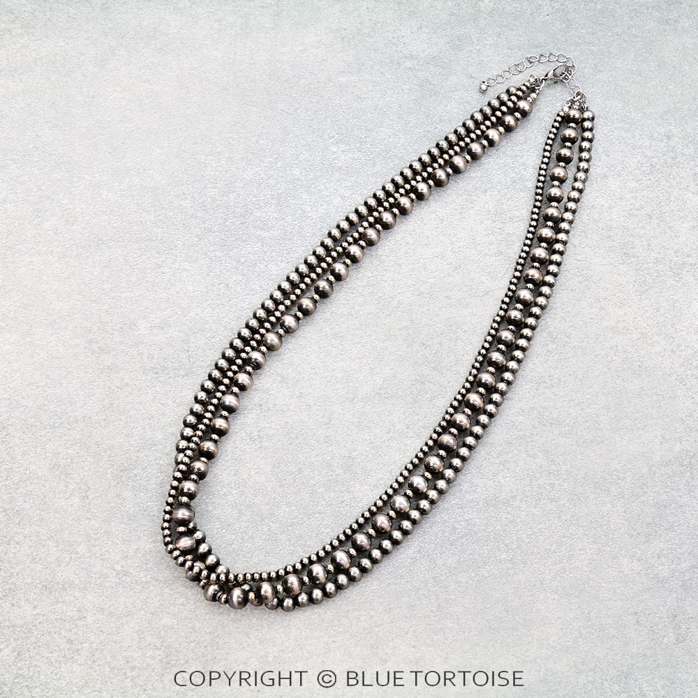 3 Layered Navajo Style Pearl Necklace