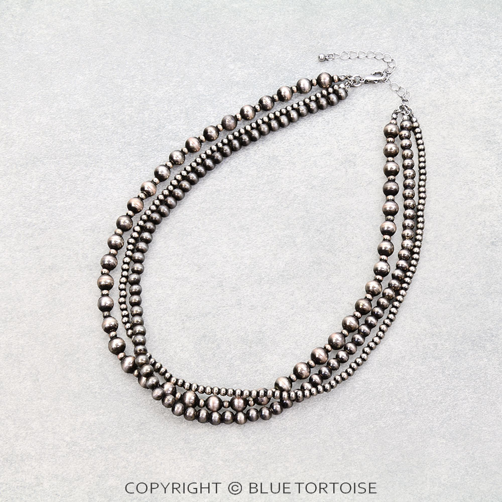 3 Layered Navajo Style Pearl Necklace