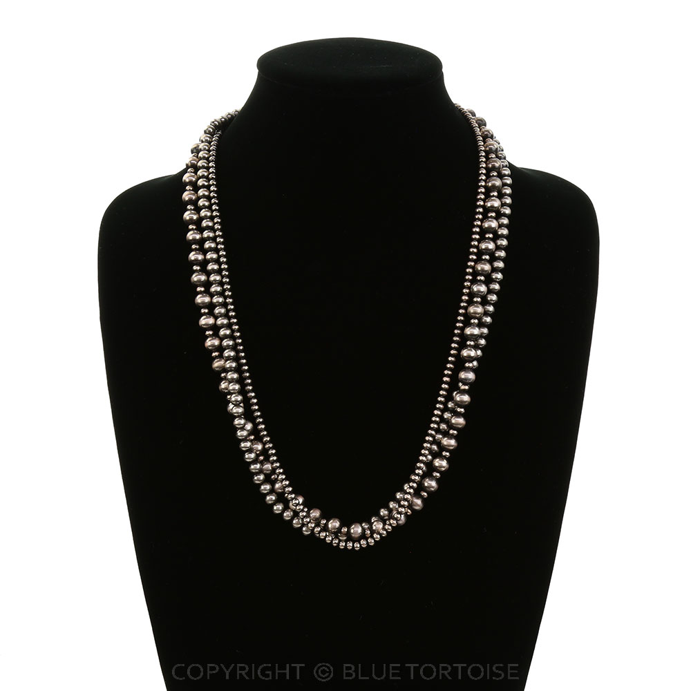 3 Layered Navajo Style Pearl Necklace - Image 2