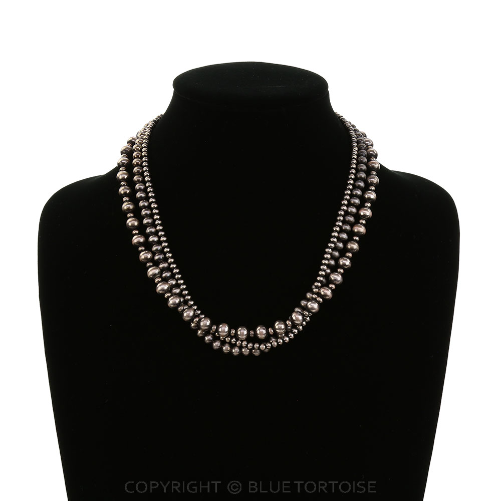 3 Layered Navajo Style Pearl Necklace - Image 2